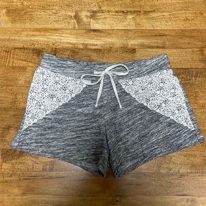 Gray and white lace sleep shorts size small